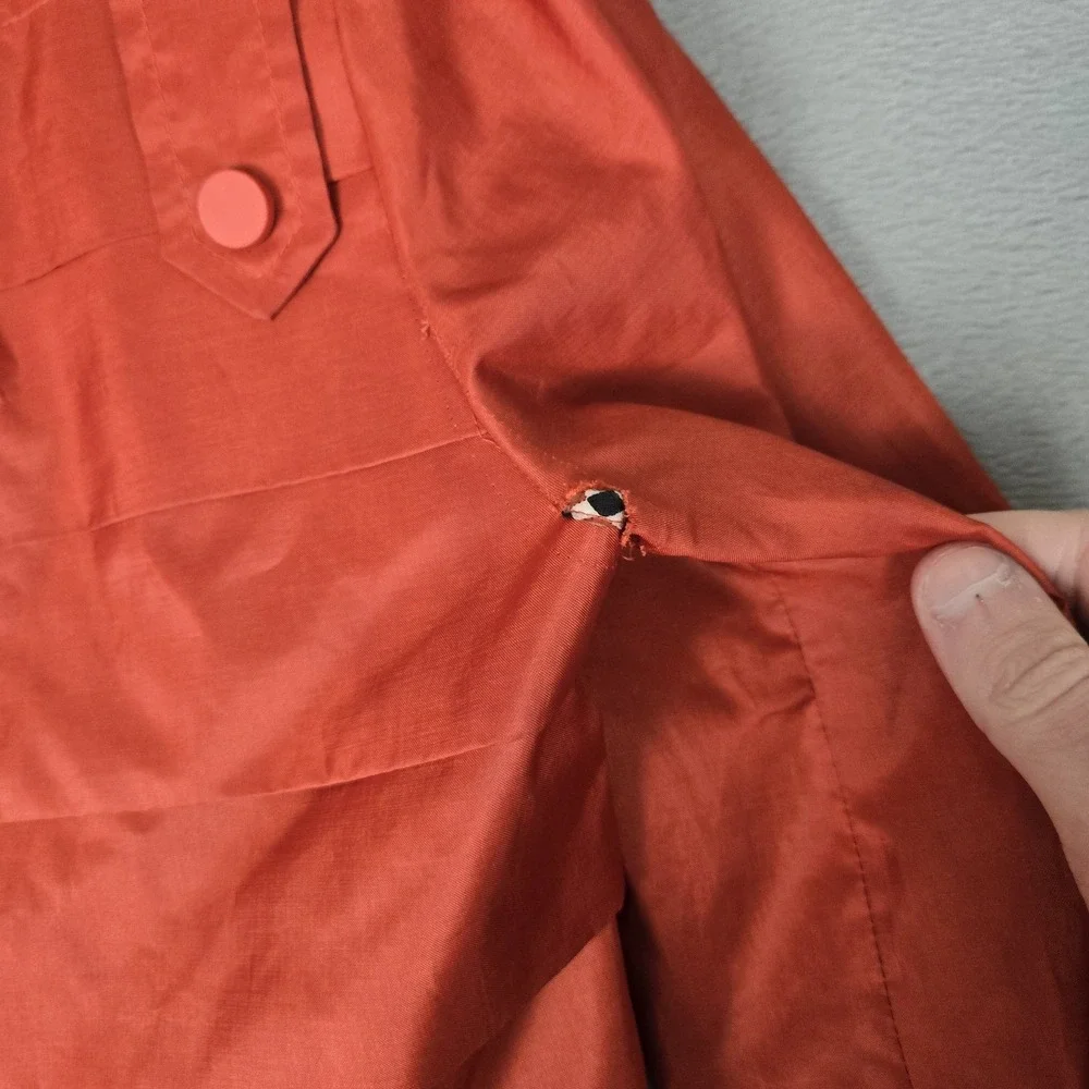 Tory Burch Rain Jacket Womens 8 Anorak Windbreaker Satin Red *READ‎